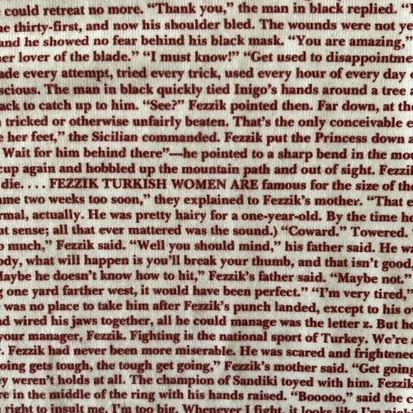 T-shirt. PRINCESS BRIDE transcript T-shirt (never worn),movie lyrics - Picture 8 of 12